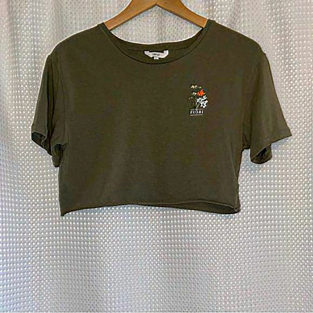 Defrost stretchy cotton Crop top T-Shirt kaki size Medium